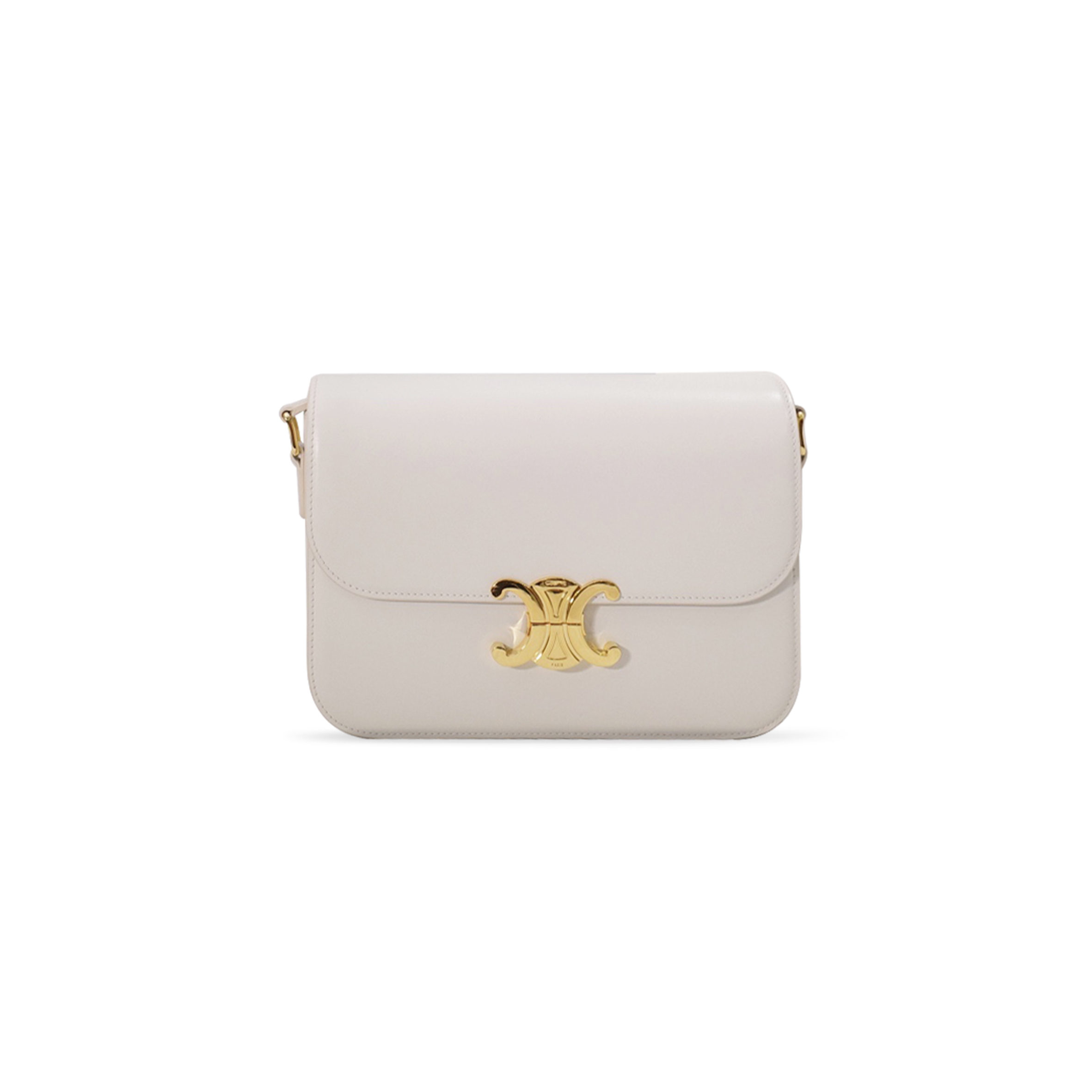 CELINE MEDIUM TEEN TRIOMPHE BAG IN BOX LEATHER AND SHEEPSKIN 187363BF4.07DF (22.5*16.5*7.5cm)